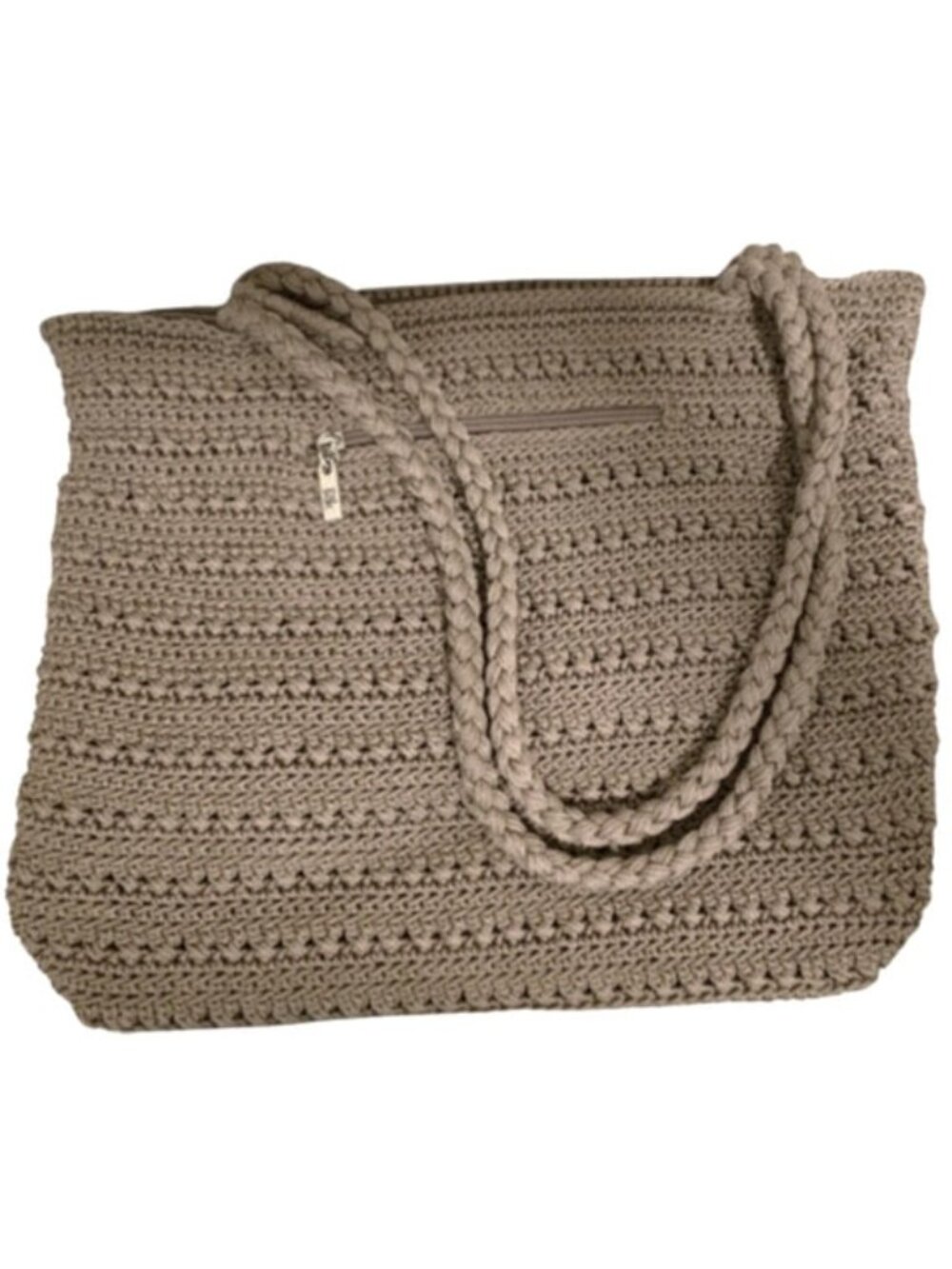 The Sak Brown Crochet Shoulder Bag Double Braided Rope Straps Handbag Purse